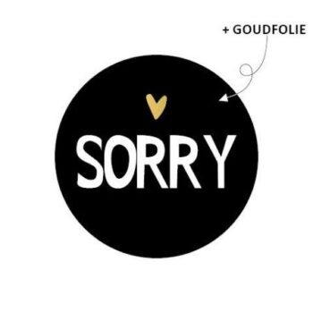 Kado Stickers | Sorry zwart goldfoil (10x)