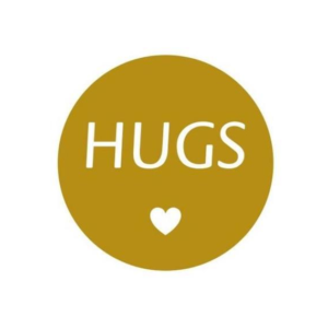 Kado Stickers | Hugs Okergeel witte letters (10x)