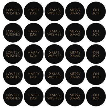 Kado Stickers | Christmas Wishes zwart/goud (10 stuks)