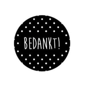 Kado Stickers |  Bedankt Zwart met witte dots (10 stuks)