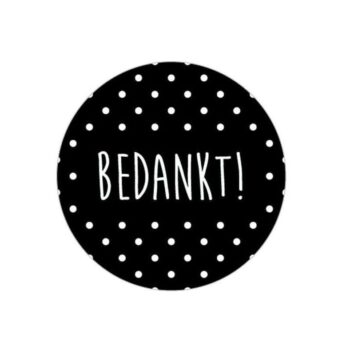 Kado Stickers | Bedankt Zwart met witte dots (10 stuks)
