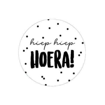 Kado Stickers | Hiep hiep Hoera zwart/wit (10 stuks)