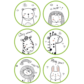 Sluit Stickers | Dieren Lijntekening - Groen (50 stuks)