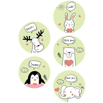 Sluit Stickers | Dieren hartjes Lijntekening - Groen (50 stuks)