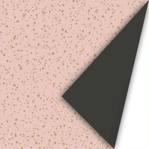 Cadeaupapier stars roze zwart met gouden dots