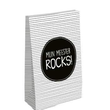 Blokzakje | Mijn meester rocks Zwart/Wit streep (M)