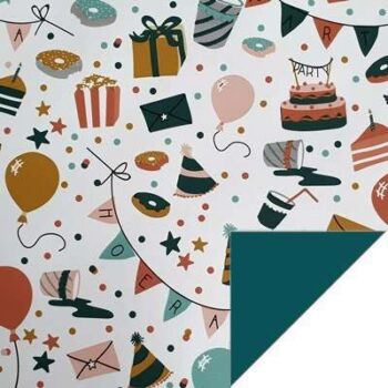 Cadeaupapier feest met slingers en ballonnen