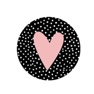 Kado Stickers | Black with pink heart on dots (10x)