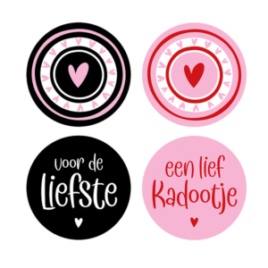 Kado Stickers | Voor de Liefste zwart roze Assorti (12x)