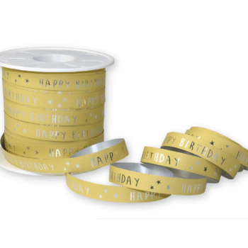 Krullint | happy birthday geel | 10mm (5m)