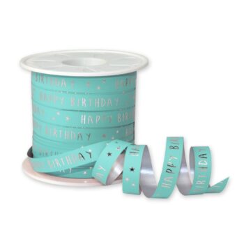 Krullint | happy birthday Mint Blauw | 10mm (5m)