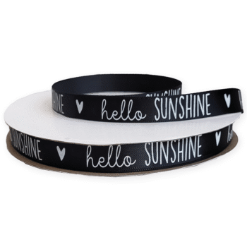 Kado Lint | Satijn lint Hello Sunshine Zwart  | 12mm p/5m