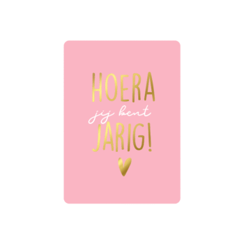 Cadeaukaartje  | A7 - Hoera jij bent jarig  (Roze)