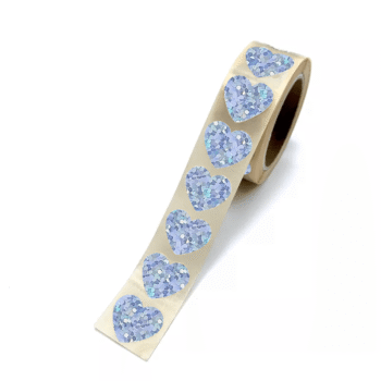 Sluit Stickers | Klein Hartje holo Zilver Sparkle (50 stuks)