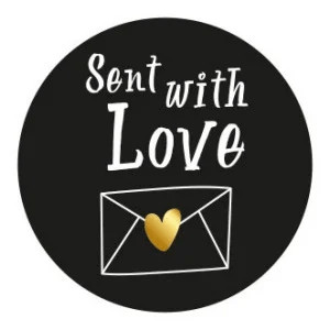 Kado Stickers | Sent with Love zwart/goud (10 stuks)