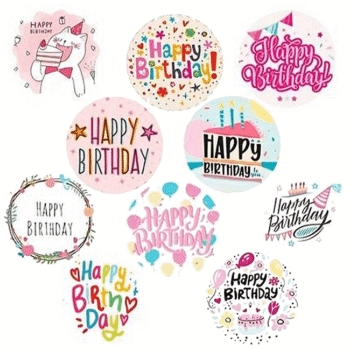 Sluit Stickers | Happy Birthday 10 varianten (40 stuks)