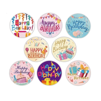 Sluit Stickers | Happy Birthday Assorti (24 stuks)