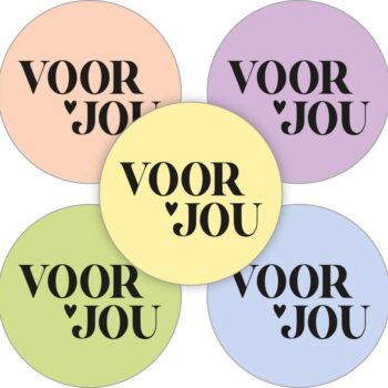 Kado Stickers | Voor jou 5 kleuren assorti (10x)