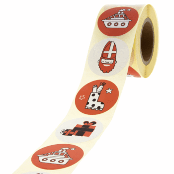 Kado Stickers | Sinterklaas in Rood wit Zwart (12x)