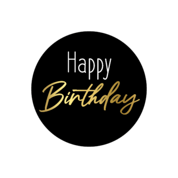Kado Stickers | Happy birthday zwart goud (10x)