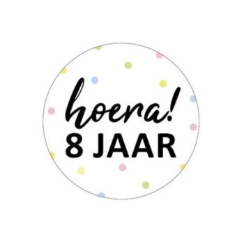 Kado Stickers | Hoera 8 Jaar (10x)