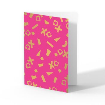 Ansichtkaartje | XO Pink goldfoil - Dubbel met enveloppe