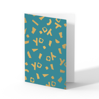Ansichtkaartje | YO Petrol goldfoil - Dubbel met enveloppe