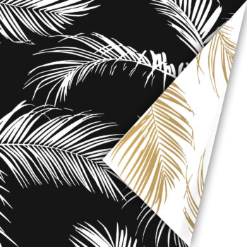 Kadopapier | Palm Leaves Zwart (50cmx3m)