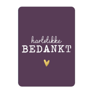 Ansichtkaartje | Hartstikke bedankt goldfoil