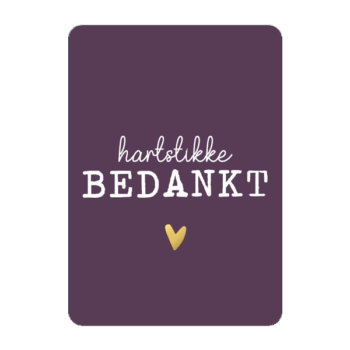 Ansichtkaartje | Hartstikke bedankt goldfoil