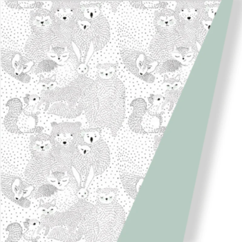 Kadopapier | Animal love - Zwart-wit-mint (30CMX3m)
