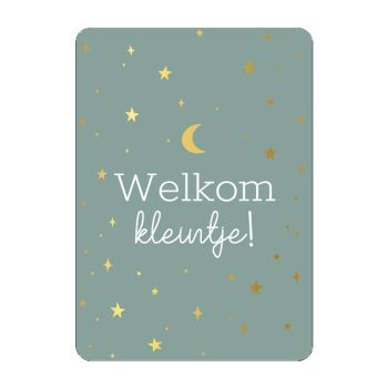 Ansichtkaartje | Welkom kleintje goldfoil