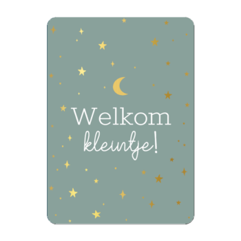 Ansichtkaartje | Welkom kleintje goldfoil