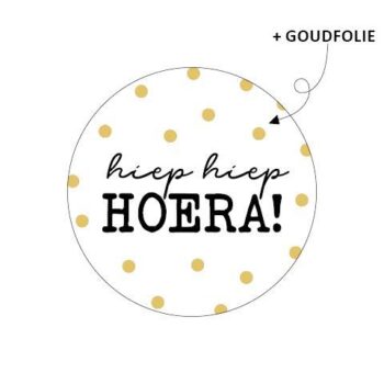 Kado Stickers | Hiep Hiep Hoera goldfoil dots (10 stuks)