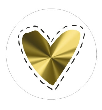 Kado Stickers | Hartje Metallic Goud wit (10 stuks)
