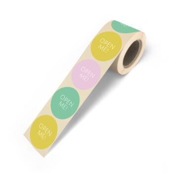 Kado Stickers | Open Me - Geel Lila Groen (12 stuks)