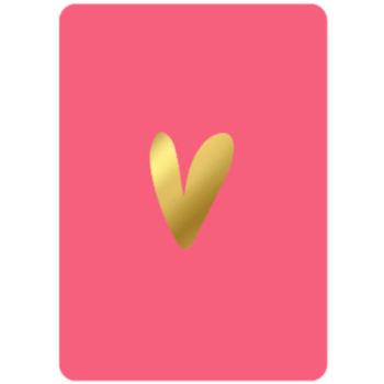 Ansichtkaartje | Hartje Helder Roze met goldfoil