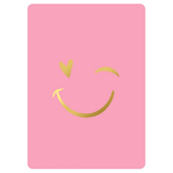 Ansichtkaartje | Roze met Goldfoil Smiley