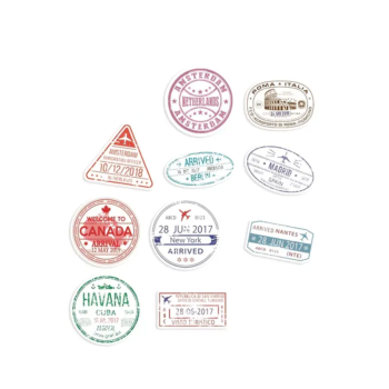 Sluit Stickers | Vintage landen stempels  (50 stuks)