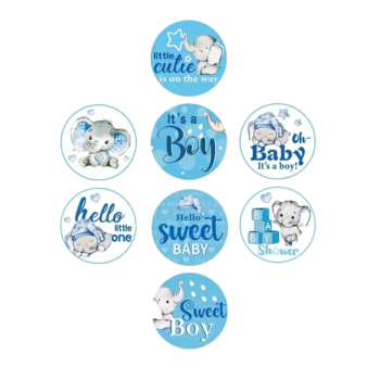 Sluit Stickers | Baby Girl Boy olifantje  (50 stuks)
