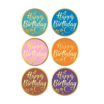 Sluit Stickers | Klein Happy Birthday goldfoil (50 stuks)