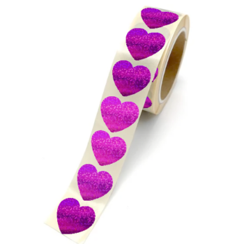 Sluit Stickers | Klein Hartje Paars Glitter (50 stuks)