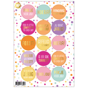 Stickervel | Confetti feest stickers (vel 15 stuks)