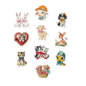 Sluit Stickers | Vintage Retro Dieren varia (50 stuks)