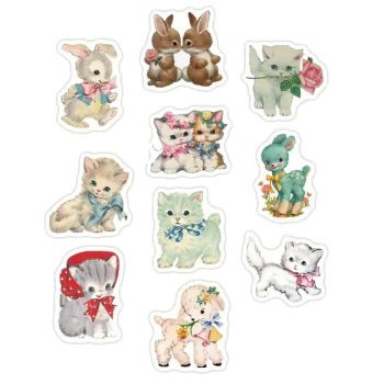 Sluit Stickers | Vintage Retro Dieren mix (50 stuks)