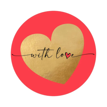 Kado Stickers | With Love  -  Rood Goud (10 stuks)
