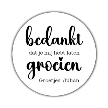 Gepersonaliseerde Stickers Bedankt groeien (10 stuks)