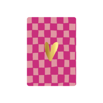 Cadeaukaartje | A7 - Gouden hart Roze grid