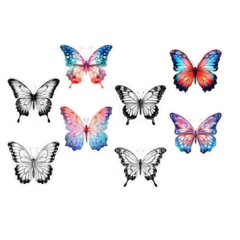Sluit Stickers | Vlindertjes kleur - zwart/wit (50 stuks)
