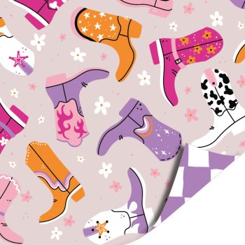 Kadopapier | Lucky boots - Paars Wit (30cmx3m)